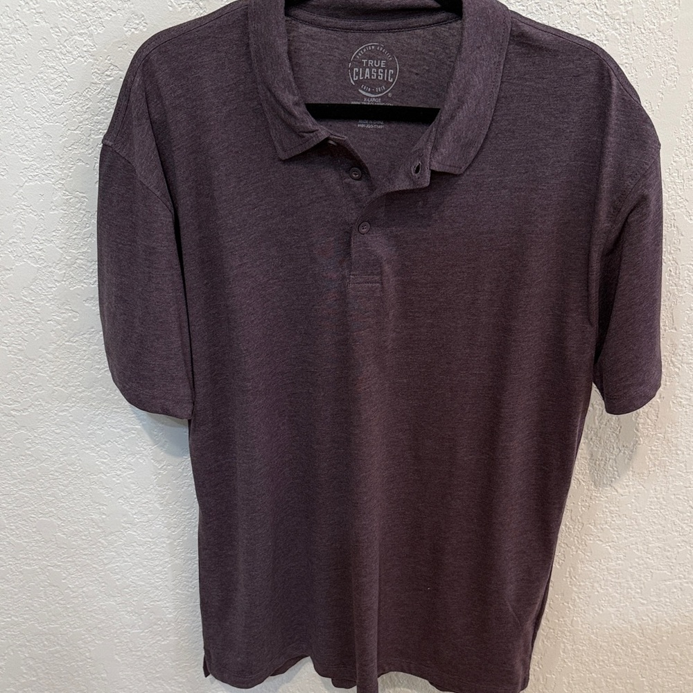 Men's True Classic Carbon Dark Plum Polo Shirt, Size XL